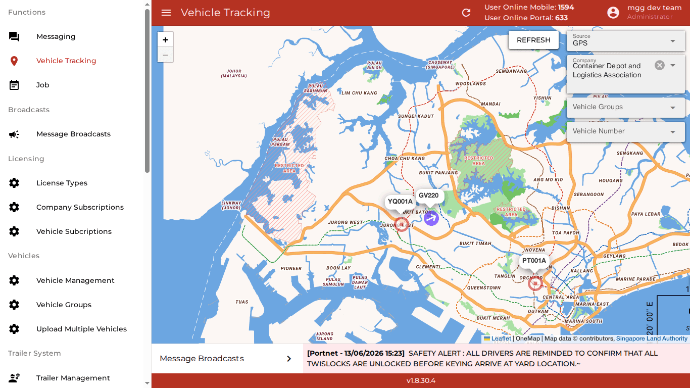 CDAS-CTR — Container & Truck Tracking screenshot